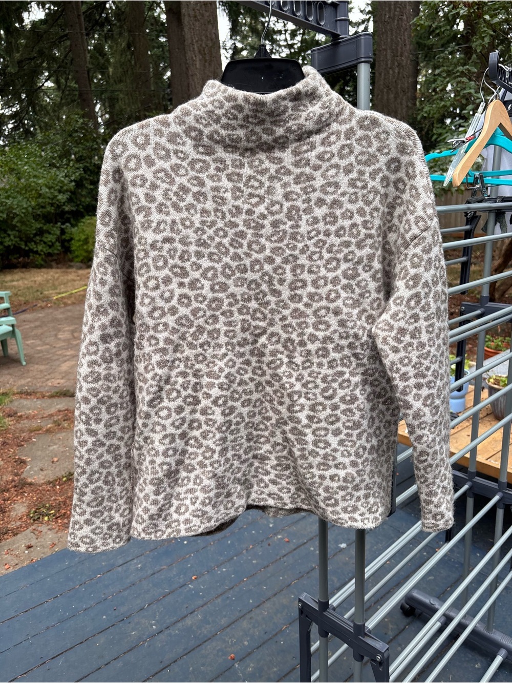 Christian Siriano merino wool blend leopard Print Turtleneck Sweater